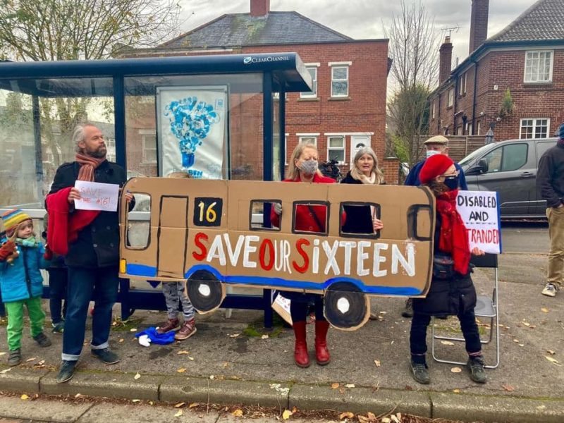 Campaigners protesting the axing of the Number 16 bus