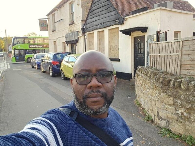 Cllr Chewe Munkonge outside the Crown and Thistle Pub